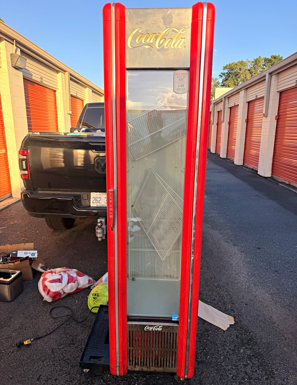 Coca-Cola Red Freestanding Mini Fridge Glass Display Single Door Used