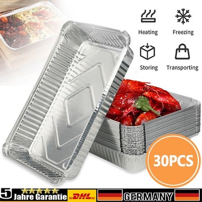 30x Aluschalen Grill 31x21x5cm - Wärmebehälter Einweg Backblech für Speisen