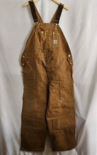 Carhartt R01 BRN 44x30 Duck Bib Overalls USA Made Brown Workwear