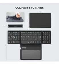 BT Keyboard foldable with Large Touchpad & Number Pad - Ultra-Slim Wireless Mini