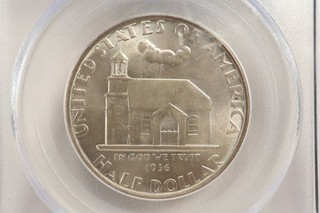 NobleSpirit Superb GEM 1936 Delaware 50c Silver Commemorative PCGS MS65 CAC