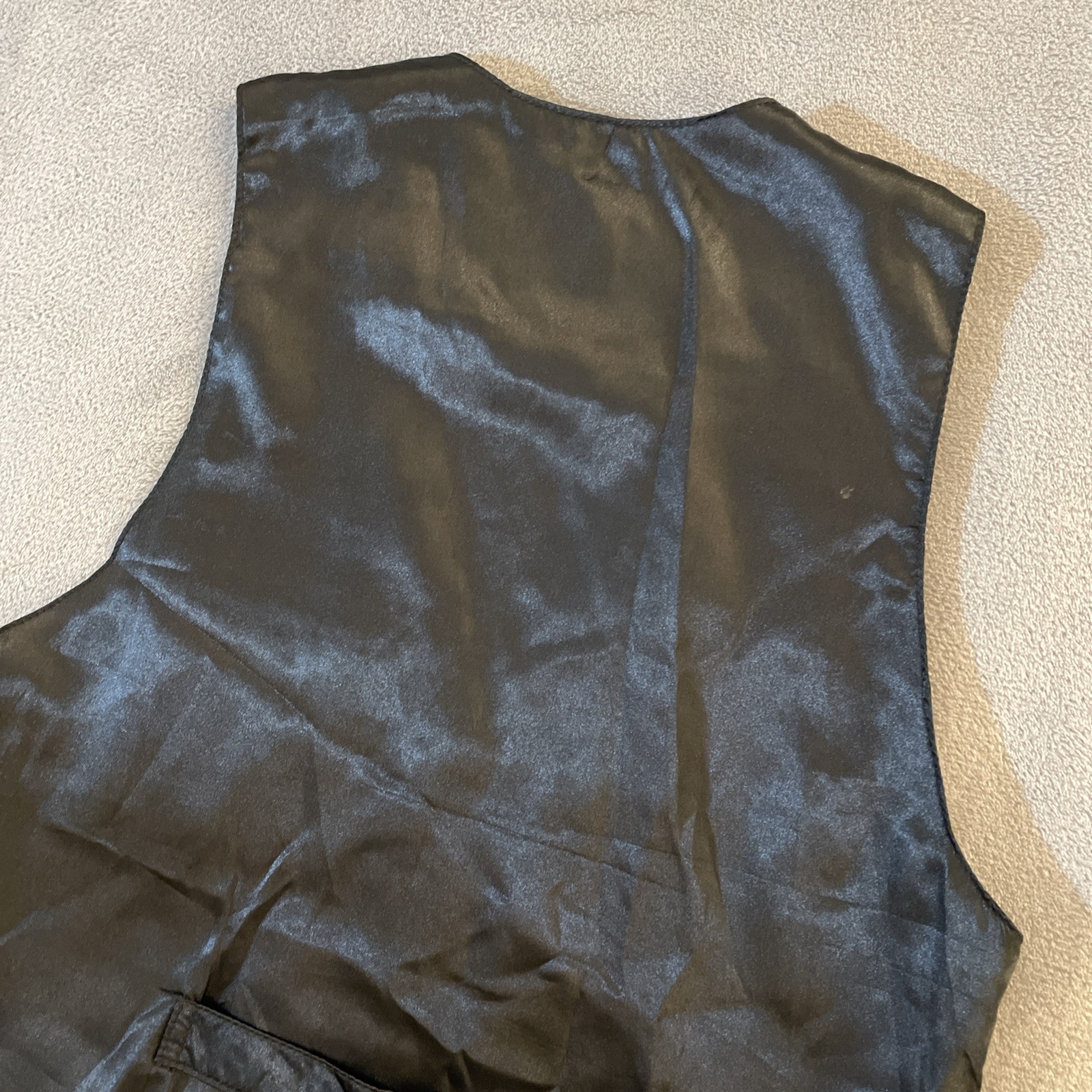 Don't Stop Classics Mens M 24x18 Black Leather Vest West Cowboy Biker Snap Rodeo