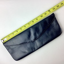 Vintage Black Leather Clutch Hand Bag Envelope Flap 12.5  