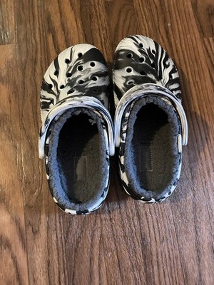 Crocs Shoes Mens 4 Womens 6 Classic Lined Marbled Slingback Clogs Black White