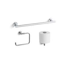  Polished Chrome Kohler Purist 18" Towel Bar, Towel Ring and Tissue Holder