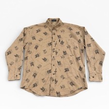 Vintage 90s Chaps Ralph Lauren Western Horse Print Button Down Shirt L