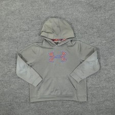 Under Armour Hoodie Youth XL Gray Pullover Fleece Logo Kangaroo Pocket Loose Fit