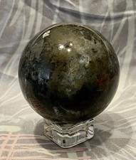 Moss Agate Polished Crystal Sphere 243.8 grams