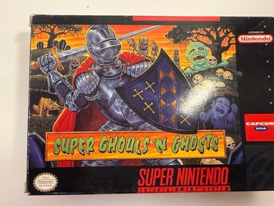 BOXED Super Ghouls 'N Ghosts SNES 1991, Authentic, Tested with Box and Manual