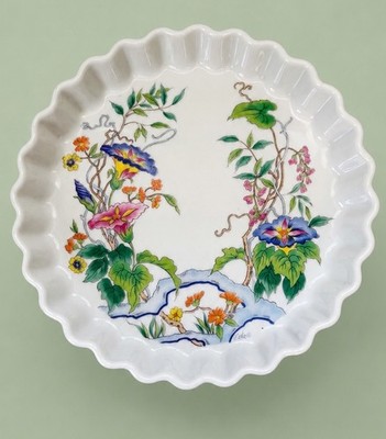 Vintage Fine China Signed Eda  Morning Glory  Dish 9''x1.5  Floral Grandmacore