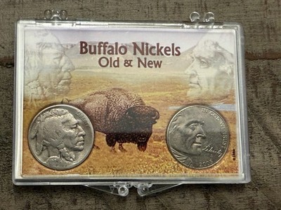 Varies  Dates Buffalo Nickel & 2005-D American Bison Nickel  Old & New  Display