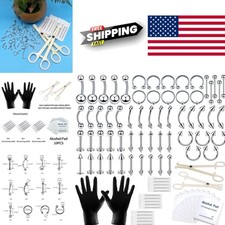 Stainless Steel Piercing Kit 84 Pieces Hypoallergenic Jewelry for Sensitive Skin