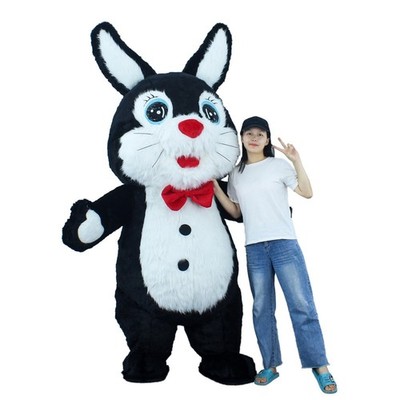 Inflatable Costume Black Bunny Plush Mascot Easter Cosplay Party Event Outfit
