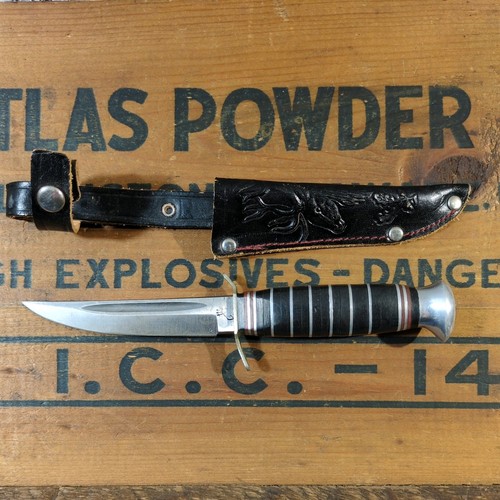 Vintage Voos Schlieper 13106 Fist & Arrows Fixed Blade Hunting Knife, Solingen 