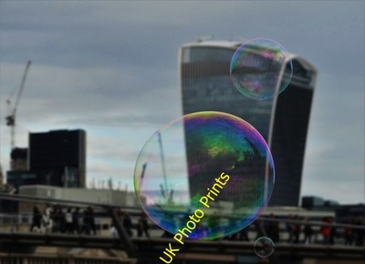 Photo 6x4 Bubbles by The Thames London Looking to Millennium Bridge and & c2016