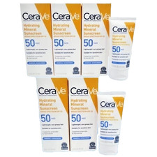 CERAVE HYDRATING MINERAL SUNSCREEN SPF 50 FACE 2.5 OZ BOXED EXP: 2028 LOT OF 5