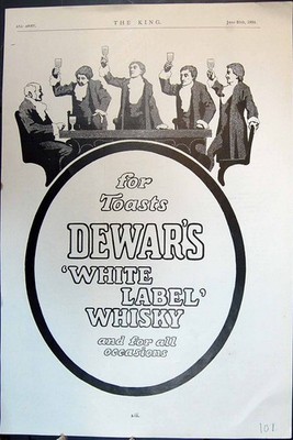 Alter Druck Toasts Dewar'S White Label Whisky Werbung Herren 1904 20.
