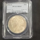 1921-S Morgan Silver Dollar $1 PCGS MS64 San Francisco Business Strike 0.9 Fine