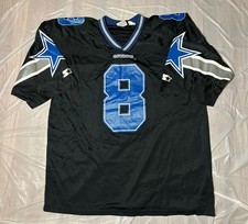 VTG 1995 STARTER NFL DALLAS COWBOYS TROY AIKMAN BLACK ALTERNATE JERSEY XL USED!