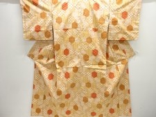 7512752: JAPANESE KIMONO / ANTIQUE KIMONO / SILK / TSUMUGI / WOVEN KIKKO