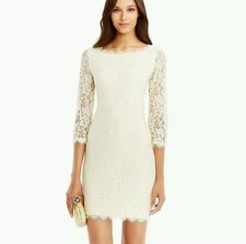 Diane Von Furstenberg Ivory Zarita Lace Mini Dress Size 4