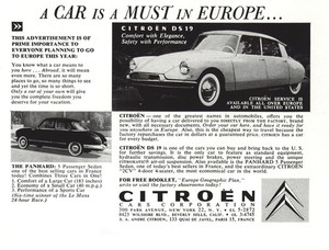 1957 Citroen: DS19 Car Is Must In Europe Vintage Print Ad