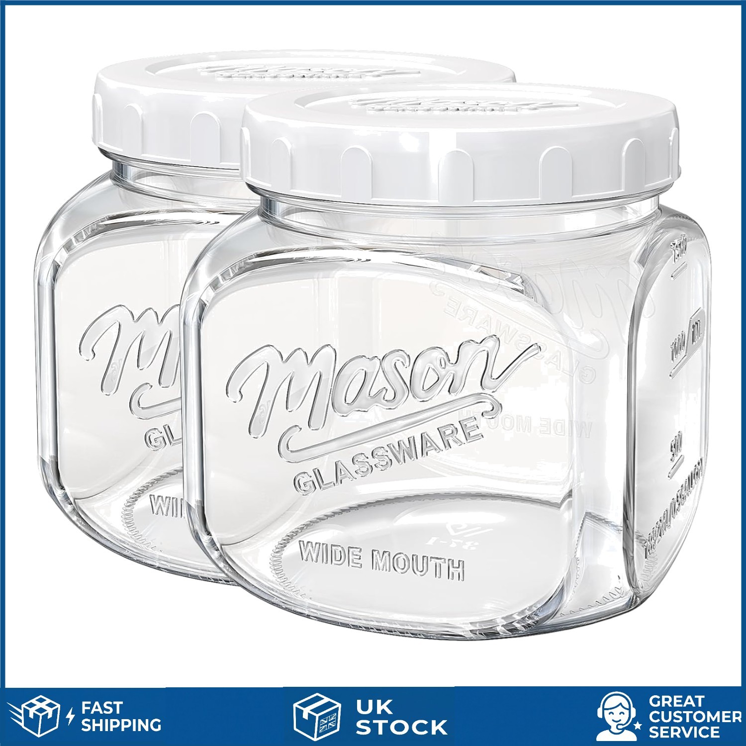 2 Pack 1.5L Airtight Glass Storage Jars - Elegant Food Preservation Solutions