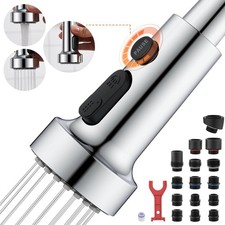 Kitchen Faucet Spray Head Replacement with 15 Adapters, Plastic Spray Nozzle ...