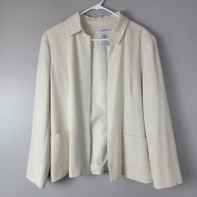 Womens 12P Sag Harbor Business Dress Elegant Casual Blaser Cardigan White Cream 
