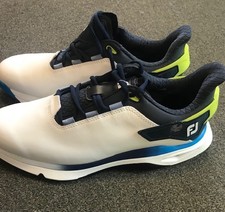 PRO SLX GOLF SHOES, NEW, UNWORN, WITH BOX. WHITE, BLUE LIME