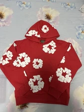 Denim Tears The Cotton Wreath Sweatshirt Red Hoodie Size Small PREOWNED