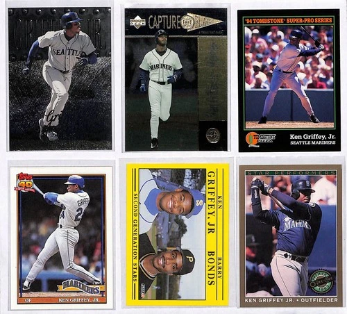 Ken Griffey Jr 6 Card Lot MLB Seattle 1999 Metal, Upper Deck, Tombstone, Topps