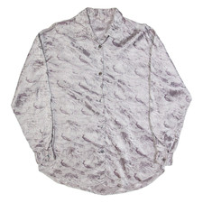 Camicia Oversize Da Donna Piuma Grigia Con Collo A Maniche Lunghe Motivo Pazzo M