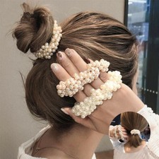 Ties Hair Girls Elegant Crystal Ponytail Pearl Hairband Women Rope Band Holder