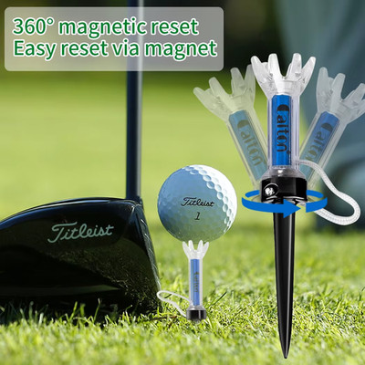 5PCS Magnetic Golf Tee Set 360° Bounce Plastic Tees 3 Sizes Practice Accessories