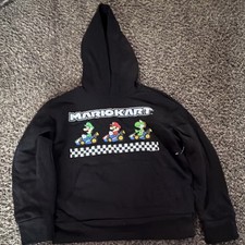 Old Navy Mario Kart Hoodie Pullover Boys Black M 8 Graphic Print Long Sleeve