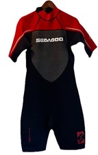 New Mens Sea Doo Ultra 4 Way Flex BRP Short Wetsuit Scuba size Large Red Black