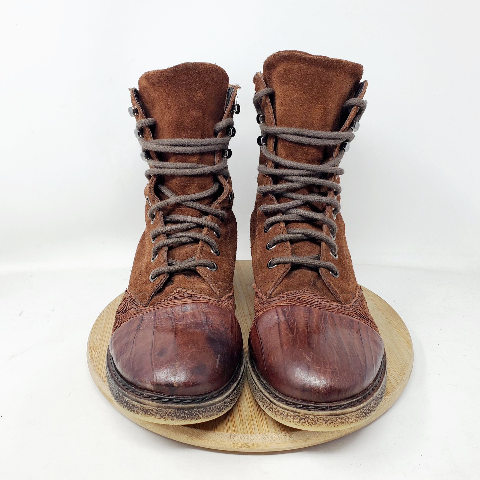 Free People Boots Womens 38 Sparrow Brown Leather Boho Steampunk Lagenlook Shoes