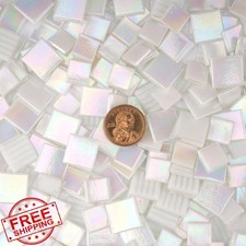 Samjobroad White Mosaic Tiles Mixed Sizes 15-20mm for Crafts Glass Art Projects