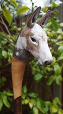 Horse design handle wooden walking stick carved for men women walking cane