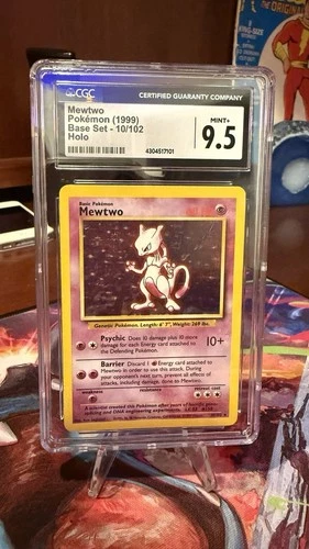CGC 9.5 Mewtwo Pokémon Base Set Holo 10/102 1999 English