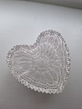 Vintage Cut Glass Heart Shaped  Trinket Dish. A Lovely Valentine's Gift