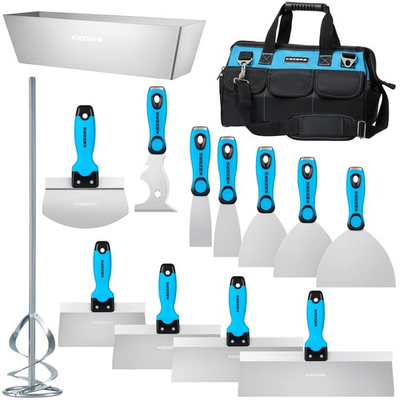 #ad KEZERS Drywall Hand Tool Kit 14 Pieces Stainless Steel 1.5quot; 2quot; 4quot; 5quot; 6quot; Putt... $121.68