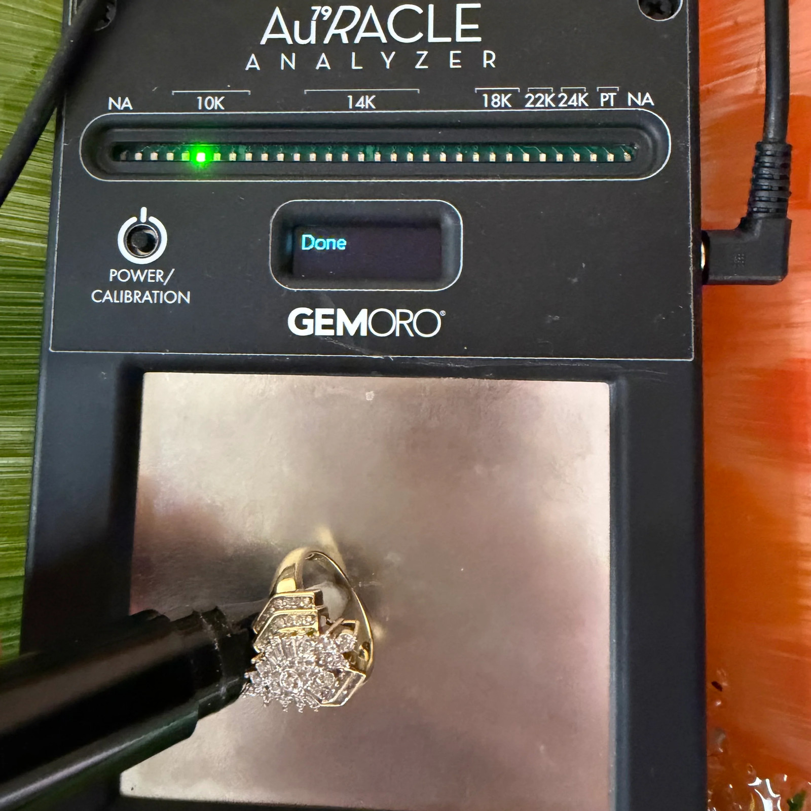 Solid 10K Yellow Gold Ring with Diamond Cluster S… - image 10