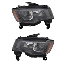 PAIR OF HEADLIGHTS FITS JEEP GRAND CHEROKEE TRACKHAWK 2021 BY NUMBER 68266646AF