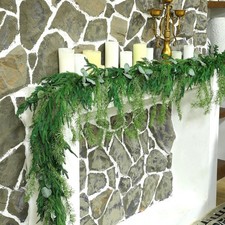 Christmas Norfolk Pine Garland Realistic Artificial Faux Greenery Cedar Garland