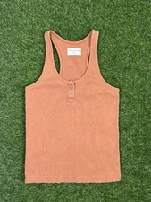 The Normal Brand burnt orange two snap tank top raw hem Size Medium