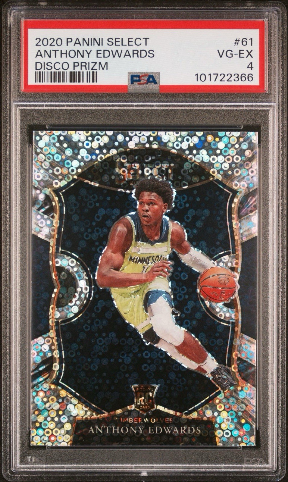 Anthony Edwards RC 2020 Select 61 Disco Prizm SP Minnesota Timberwolves