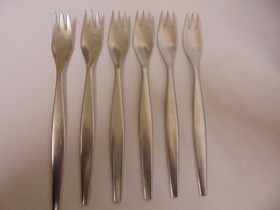 6er SET GENSE FOCUS EDELSTAHL SPEISEGABELN RETRO MID CENTURY SCHWEDEN