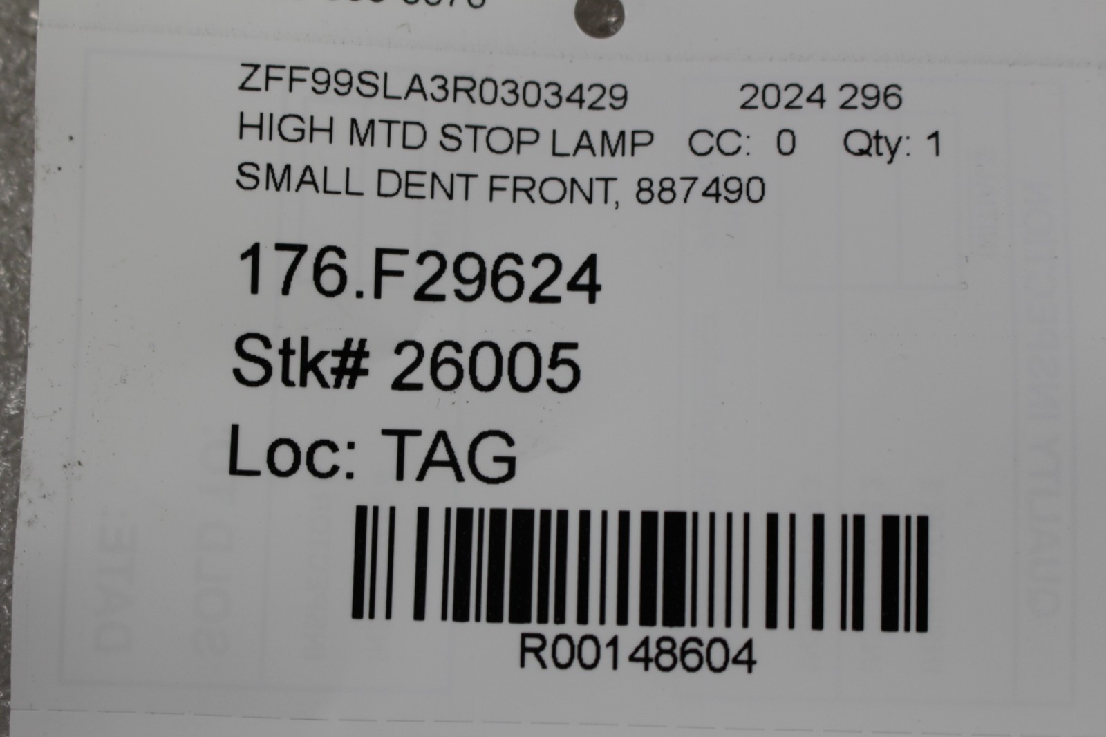 Ferrari 296 GTB Center brake light P/N 887490